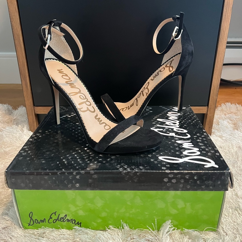 Like NEW Sam Edelman Women’s Black Suede Ariella Stiletto Sandal sz 8.5
